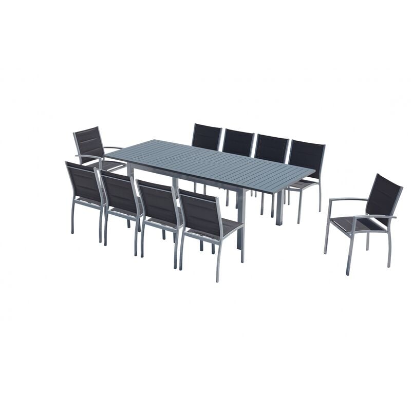 foto del prodotto concept usine tavolo da giardino allungabile in alluminio 10 sedie grigio arezzo