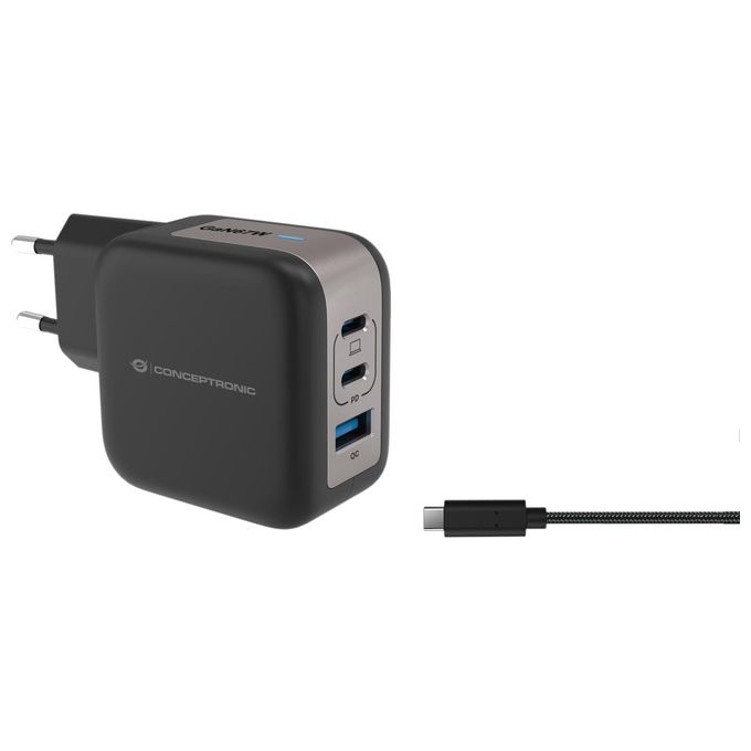 foto del prodotto conceptronic althea17b 3 port 67w gan usb pd charger