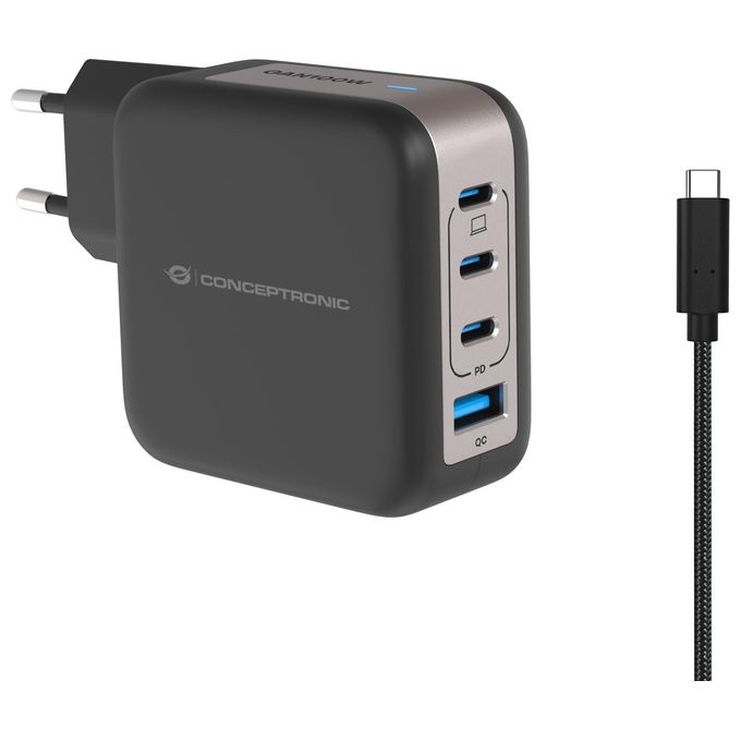 foto del prodotto conceptronic althea18b 4 port 100w gan usb pd charger