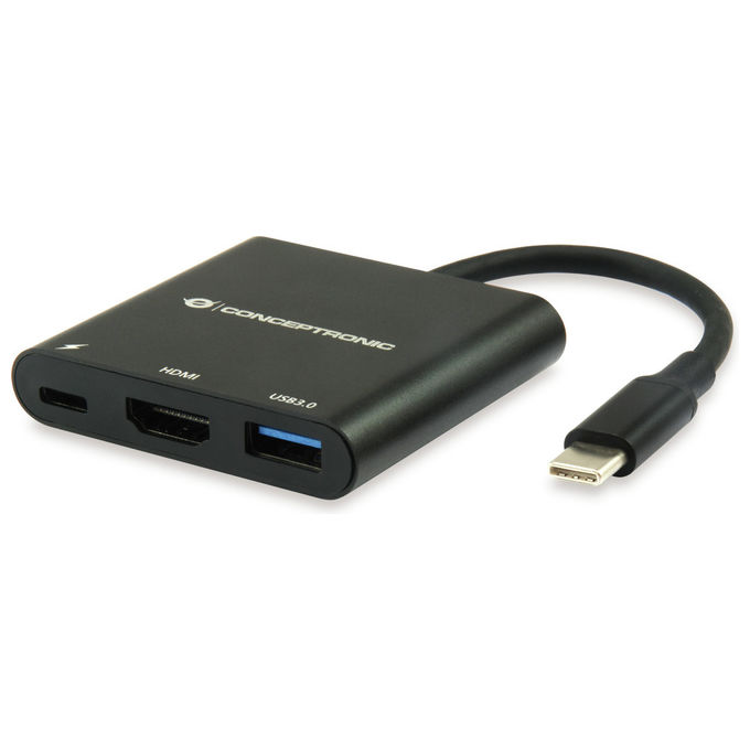foto del prodotto conceptronic donn01b docking station usb-c 3.2 gen 1 con hdmi e usb-a nero hub multiporta