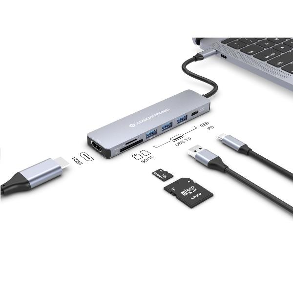 foto del prodotto conceptronic donn19g replicatore di porte e docking station per laptop cablato usb 3.2 gen 1 3.1 gen 1 type c grigio
