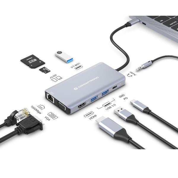 foto del prodotto conceptronic donn20g cablato usb 3.2 gen 1 3.1 gen 1 type c grigio