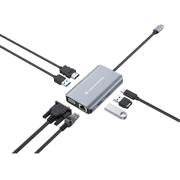 foto del prodotto conceptronic donn21g replicatore di porte e docking station per laptop cablato usb 3.2 gen 1 3.1 gen 1 type c grigio