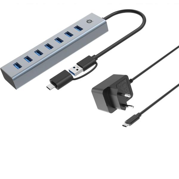 foto del prodotto conceptronic hubbies21gp hub di interfaccia usb 3.2 gen 1 3.1 gen 1 type a 5000 mbit s grigio