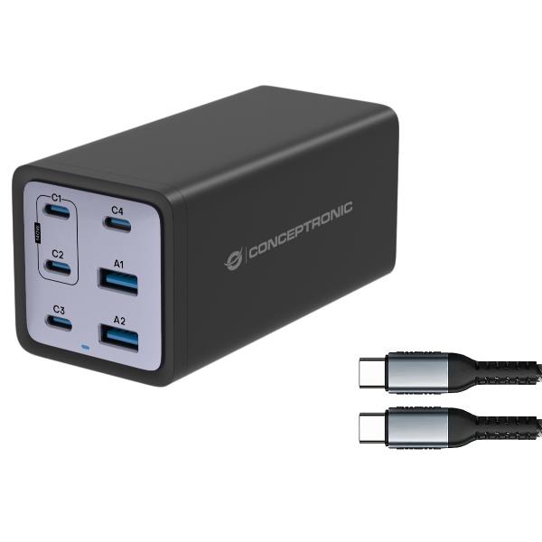 foto del prodotto conceptronic ozul06be caricabatterie per dispositivi mobili universale nero ac ricarica rapida interno