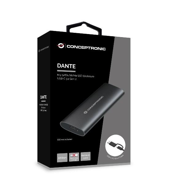 foto del prodotto conceptronic streamvault dante04b contenitore di unit di archiviazione box esterno ssd nero m.2