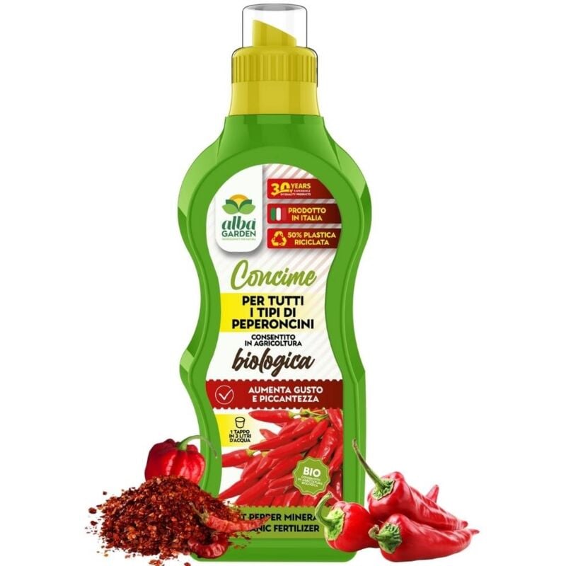 foto del prodotto concime biologico per peperoncini fertilizzante liquido concentrato migliora sapore e piccantezza x 500 g