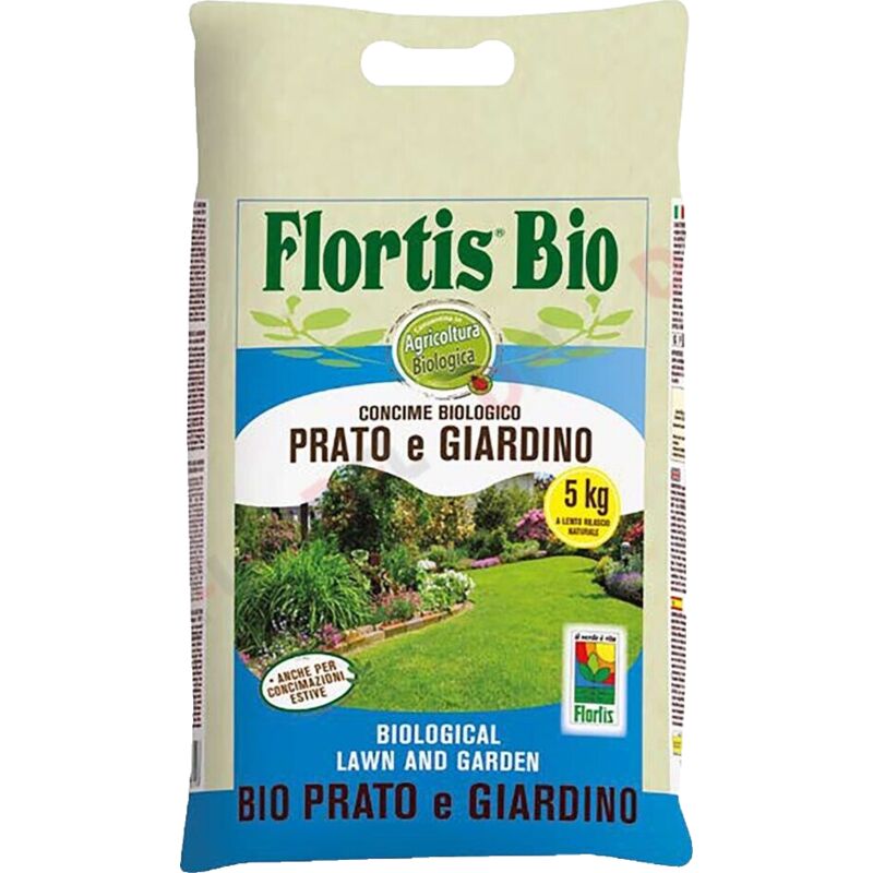 foto del prodotto concime granulare prato e giardino flortis bio naturale organico azotato da 5 kg