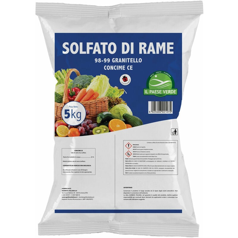 foto del prodotto concime solfato di rame funghicida in granuli confezione 5kg