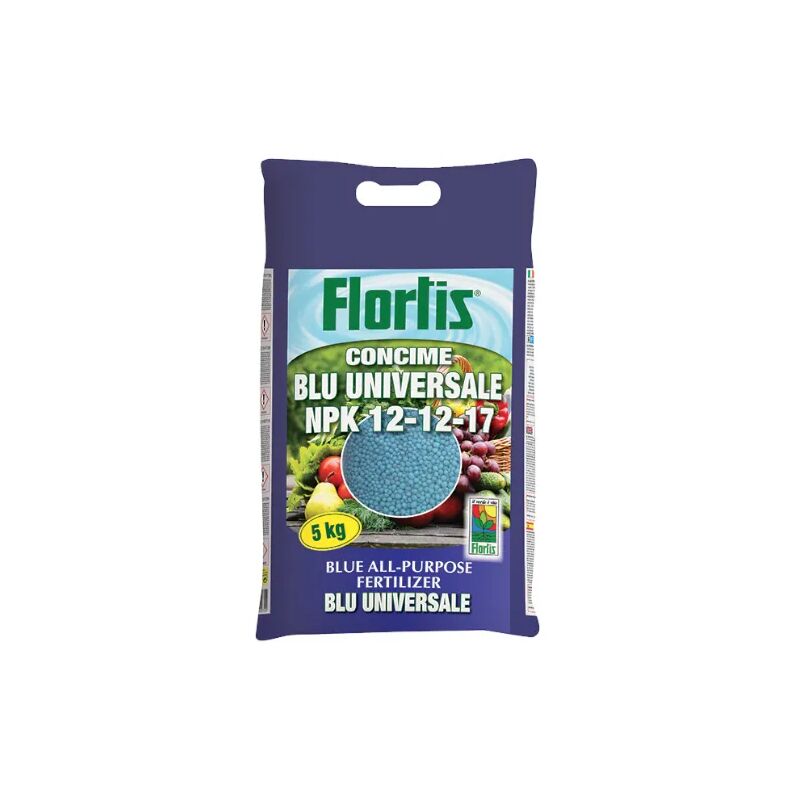 foto del prodotto concime universale granulare blu flortis npk 12 12 17 sacco da 5 kg
