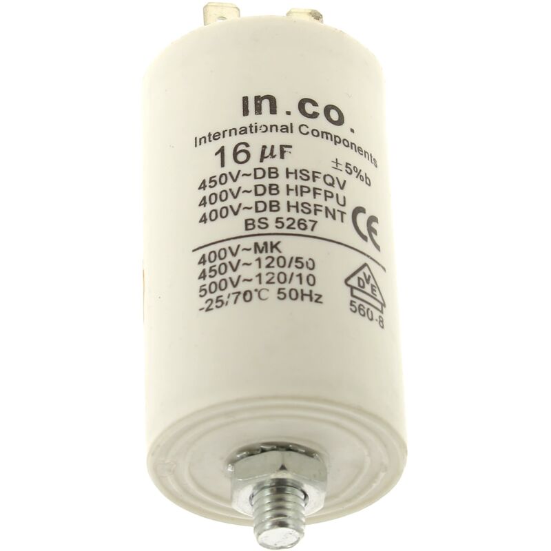 foto del prodotto condensatore 16 f, 400v, 481912118284 per lavatrici bosch