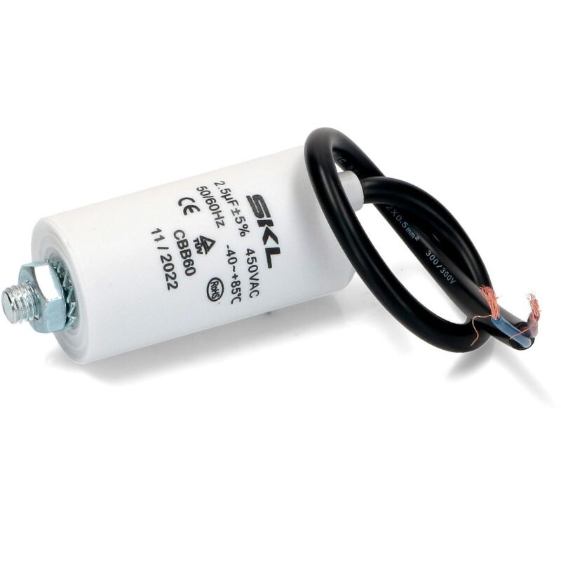 foto del prodotto condensatore 2,5mf universale vari usi d.30mm altezza 57mm con cavetto