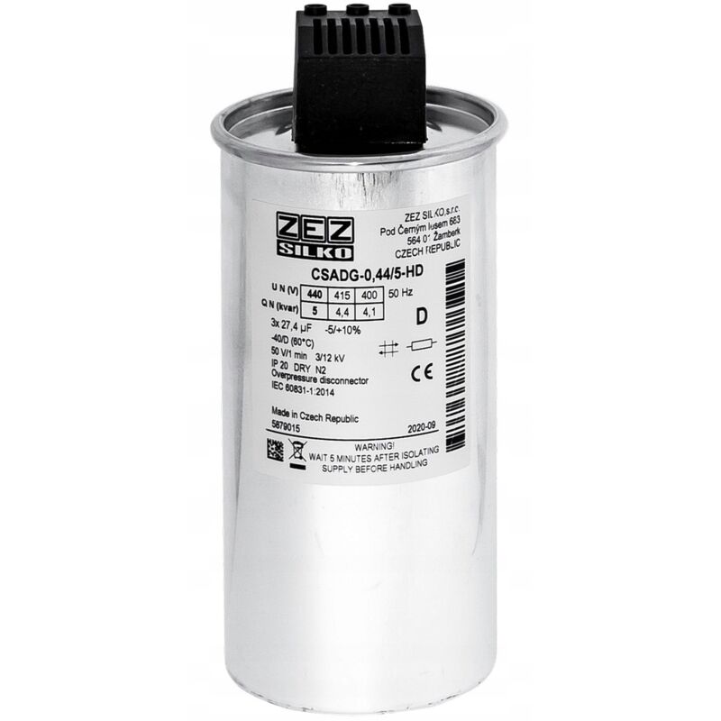 foto del prodotto condensatore zez silko 5kvar 440v cn 3x27,40 f in 3x6,57a