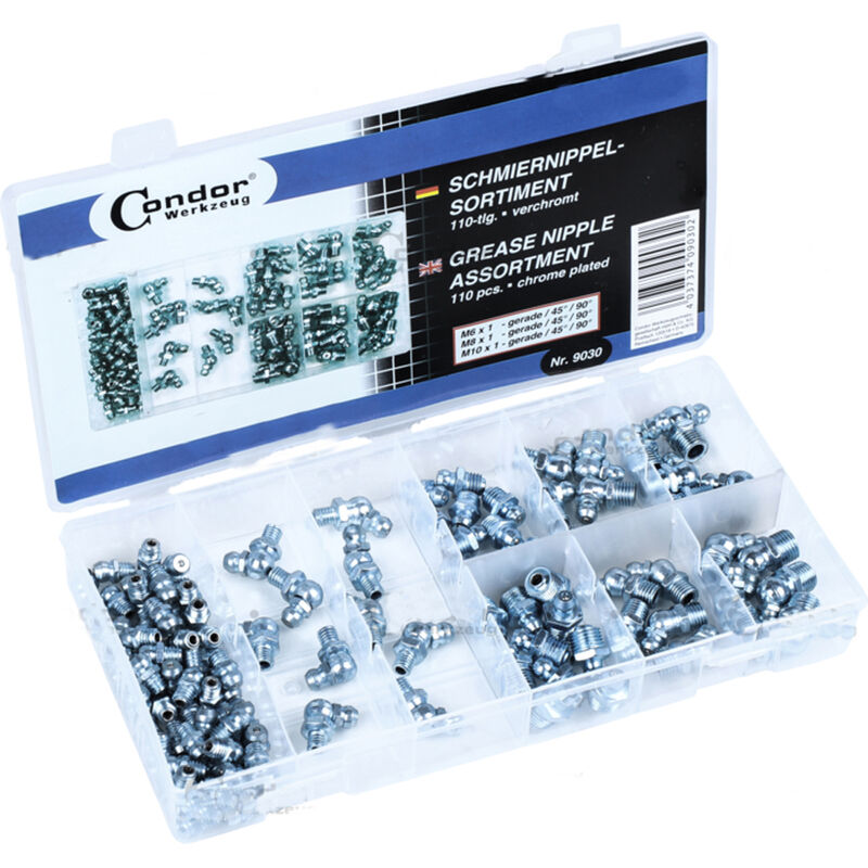 foto del prodotto condor assortimento attacco idraulico metrico ingrassatore 110pz