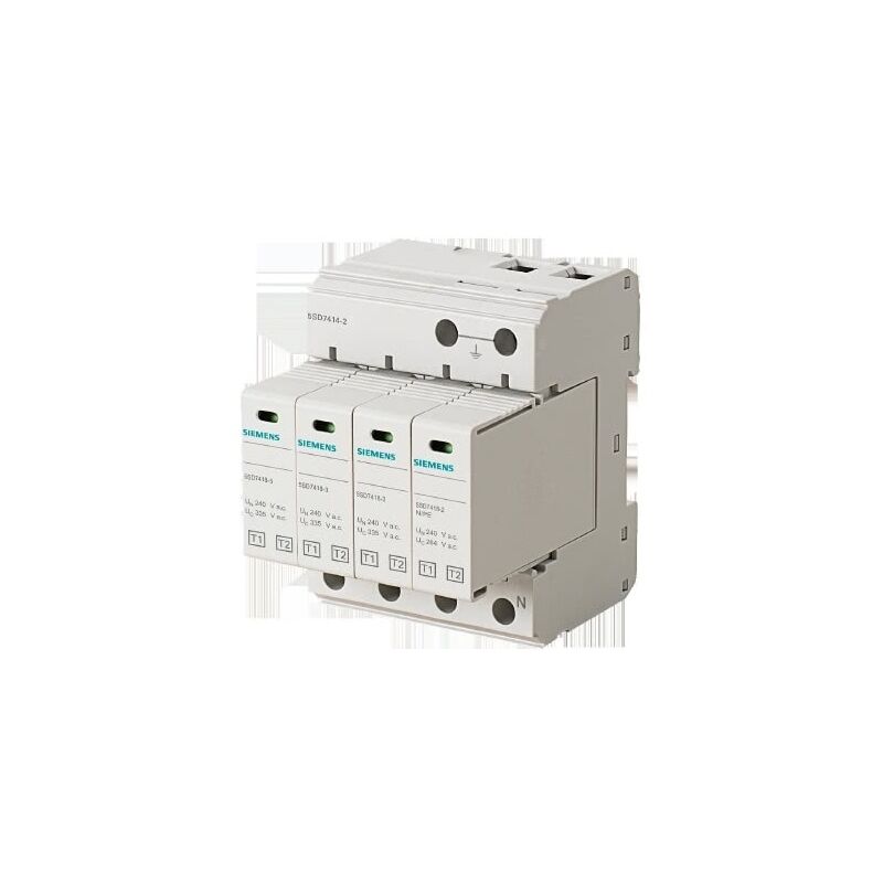 foto del prodotto conduttore da fulmine t1 t2, un 240 400 v, uc 335 264 v ac, moduli di protezione innestabili, circuito 3 1 tn s, tt , larghezza 72 mm