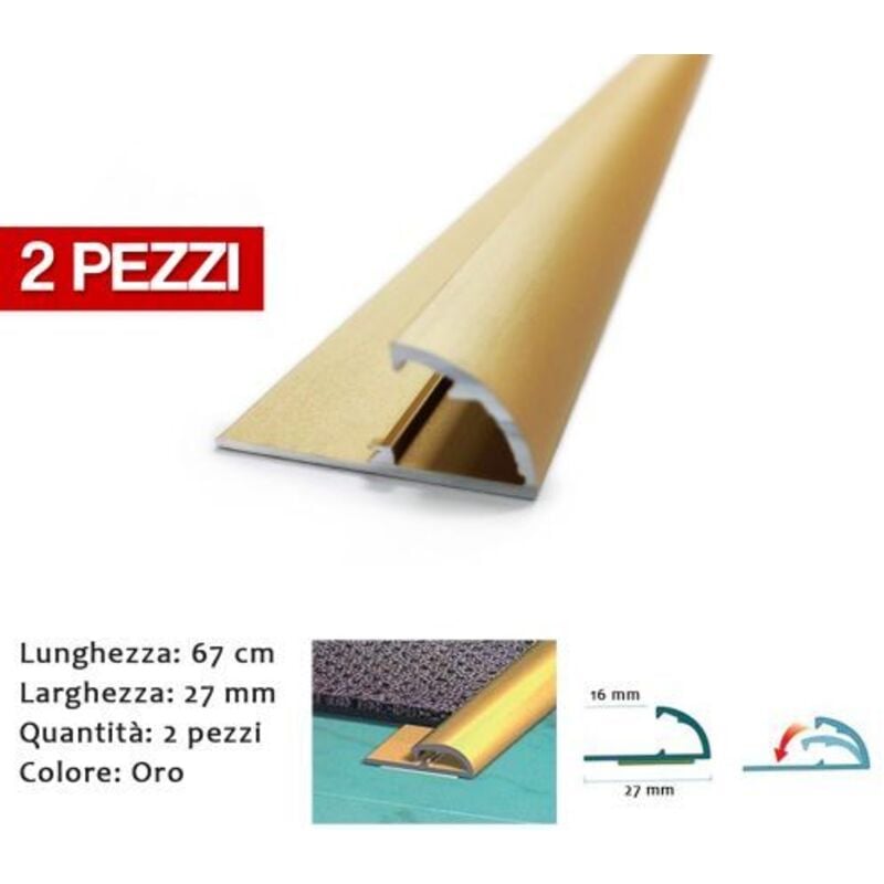 foto del prodotto conf.2 profili all.oro x passatoie cm.67