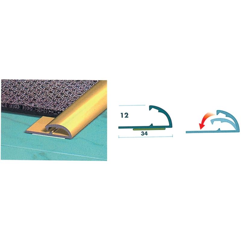foto del prodotto conf. 2 profilo alluminio oro per passatoia 67 cm