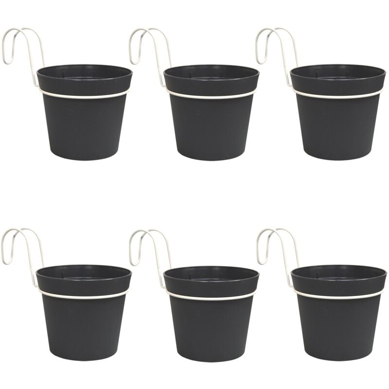 foto del prodotto conf. 6 vasetti diam.cm.10 c/agganci antracit