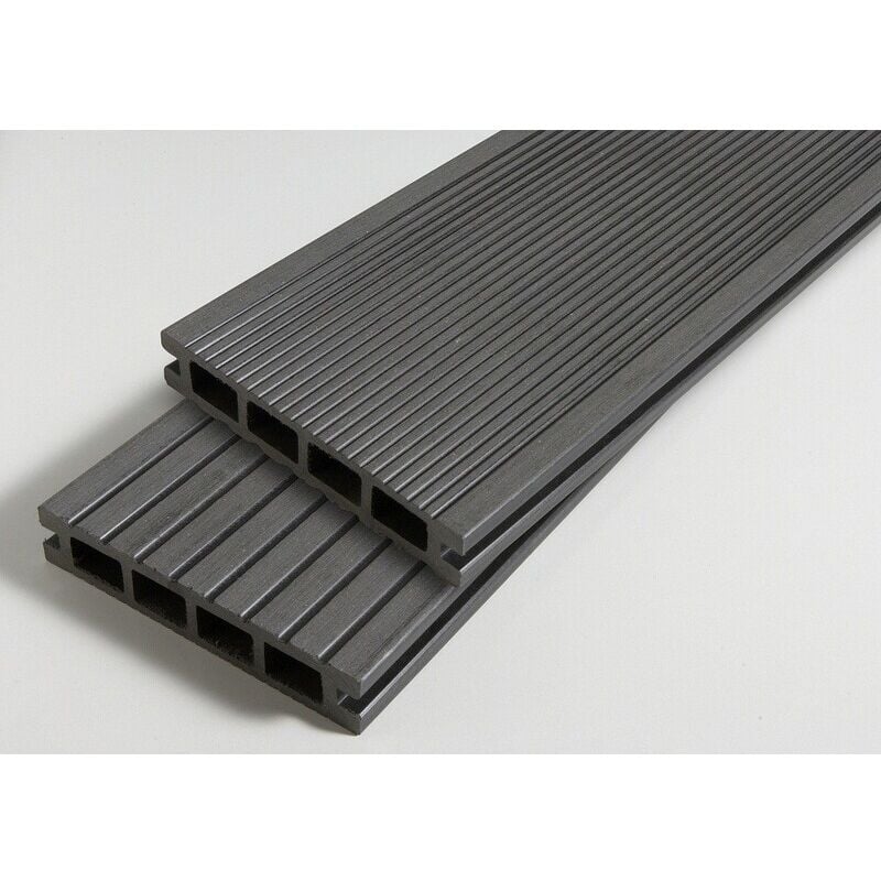 foto del prodotto confezione 1 m pannello per terrazza in composito doppio grigio antracite, l 240 cm, l 14 cm, e 25 mm, copertura 1 m 