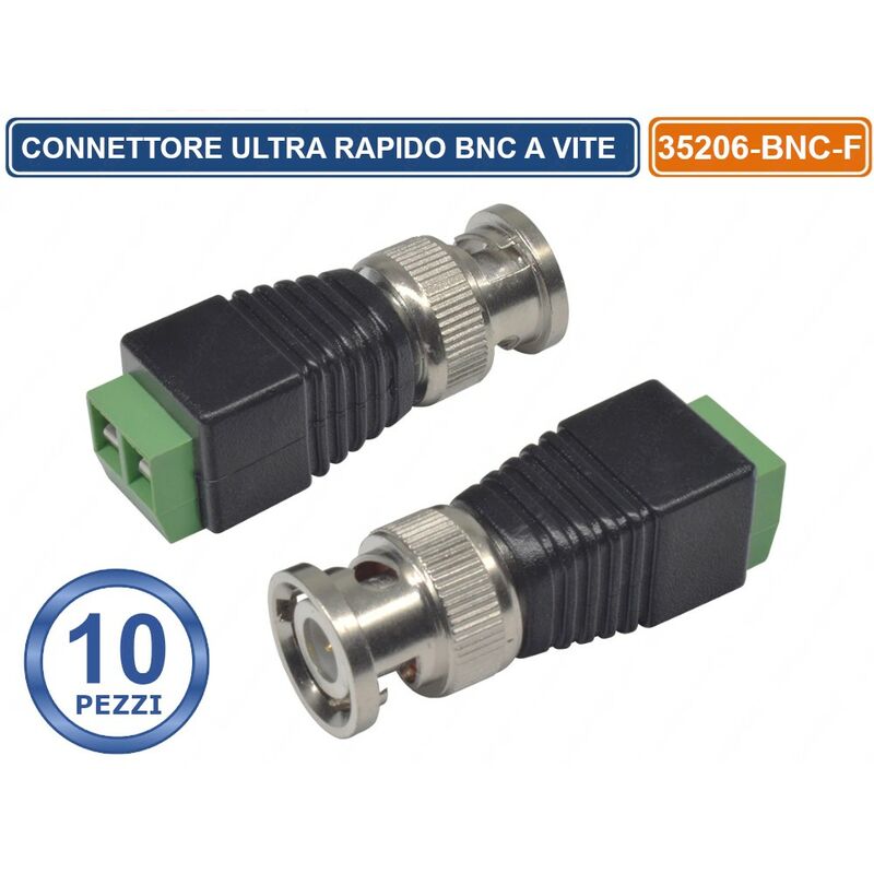 foto del prodotto confezione 10 pezzi connettore bnc maschio con morsettiera a vite per cavo coassiale rg59