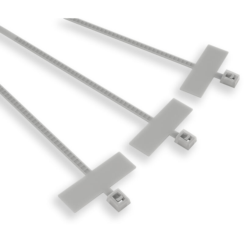 foto del prodotto confezione 100 fascette identificazione cavi tubi tubazioni, nylon, targhetta con superficie scrivibile 25 x 8 mm, diametro legatura 3 20 mm,