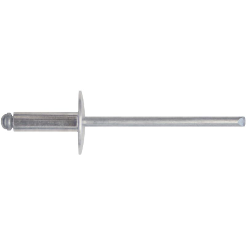 foto del prodotto confezione 100 rivetti corpo in alluminio 4x13 mm chiodo in acciaio zincato a testa larga