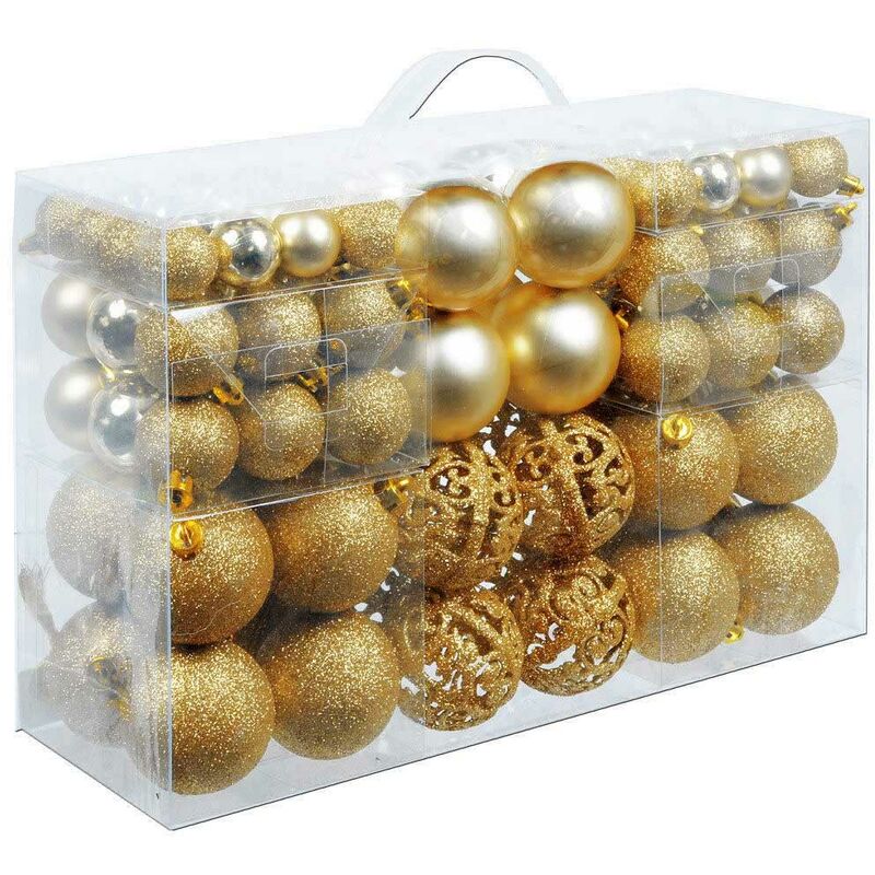 foto del prodotto confezione 100 x palline natale colore oro diametro 3/4/6 cm addobbi natalizi