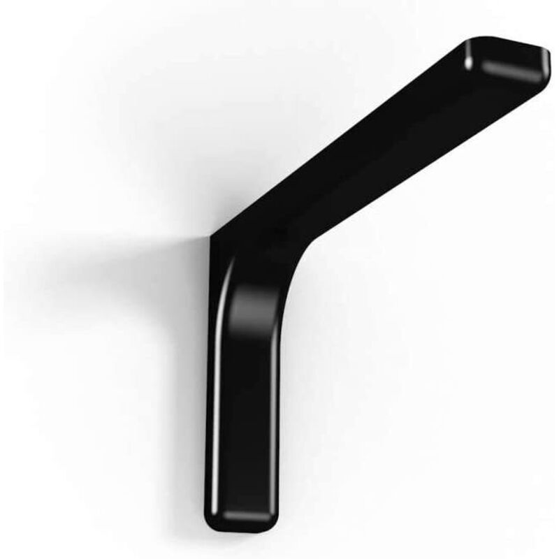 foto del prodotto confezione 2 staffe di supporto in acciaio zinco cromato con copertura plastificata per fissaggio mensole a parete 12 cm black