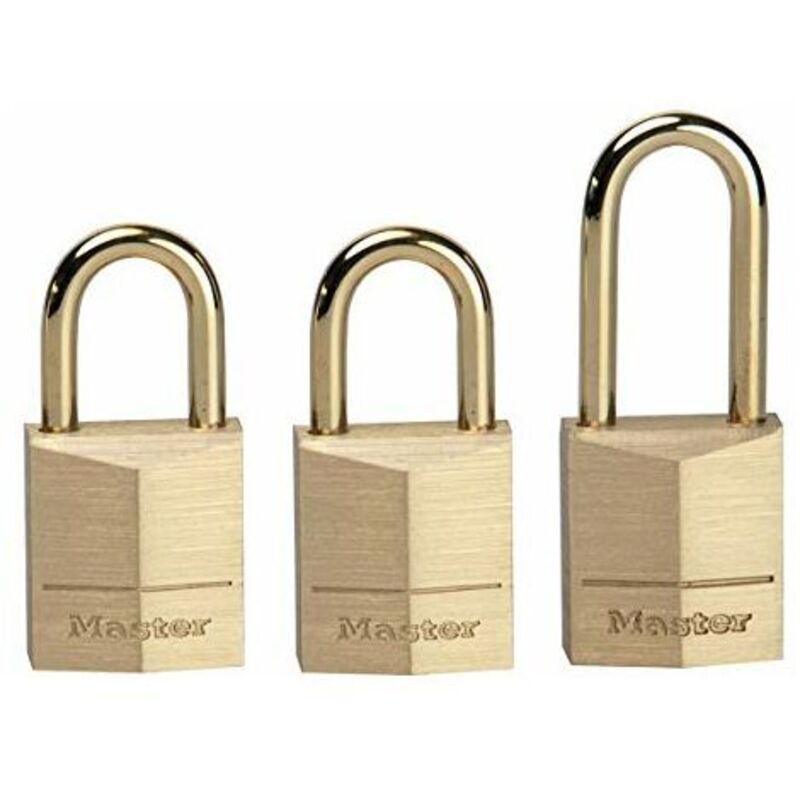 foto del prodotto confezione 3 lucchetti conchiavi in ottone mm 10 - master lock