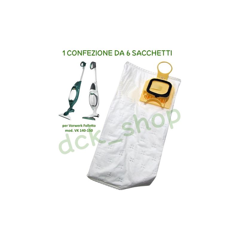foto del prodotto confezione 6 sacchetti per folletto vk140 in tessuto di prima qualita 