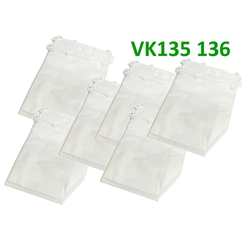 foto del prodotto confezione 6pz sacchetti aspirapolvere folletto vk 135 136 adattabili in busta