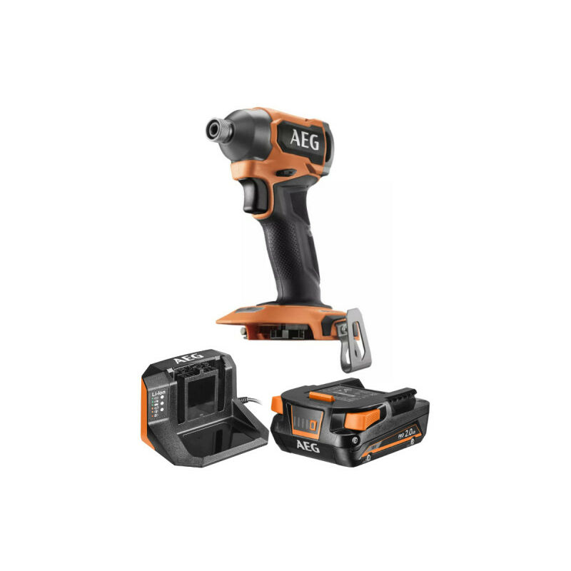 foto del prodotto confezione aeg avvitatore a impulsi aeg bss18sbl2 0 18v brushless subcompatto 1 batteria 2.0ah 1 caricatore 