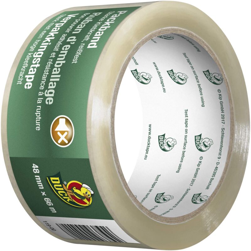 foto del prodotto confezione da 1 rotolo di nastro adesivo trasparente da 48 mm x 66 m duck