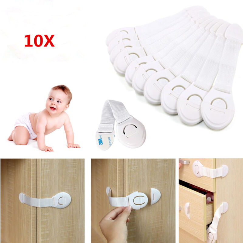 foto del prodotto confezione da 10 ante di sicurezza per armadietti per bambini, canwn soft strip serrature di sicurezza per cassetti con adesivo forte per armadi,
