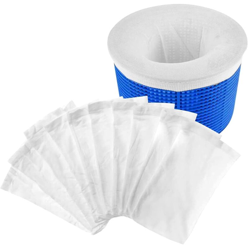 foto del prodotto confezione da 10 calze per skimmer da piscina, filtri riutilizzabili per skimmer da piscina, prefiltro in nylon elastico per skimmer, calze per