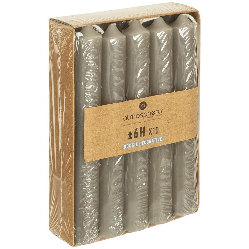 foto del prodotto confezione da 10 candele a bastoncino grigie da 45 g atmosphera cr ateur d int rieur