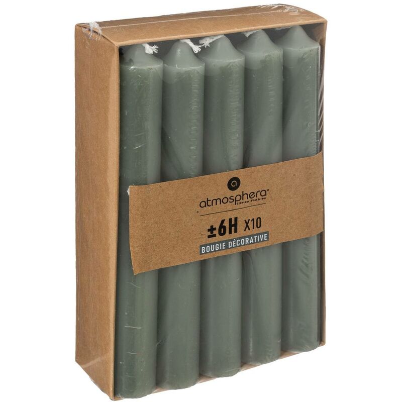 foto del prodotto confezione da 10 candele a bastoncino verde eucalipto 45g atmosphera cr ateur d'int rieur