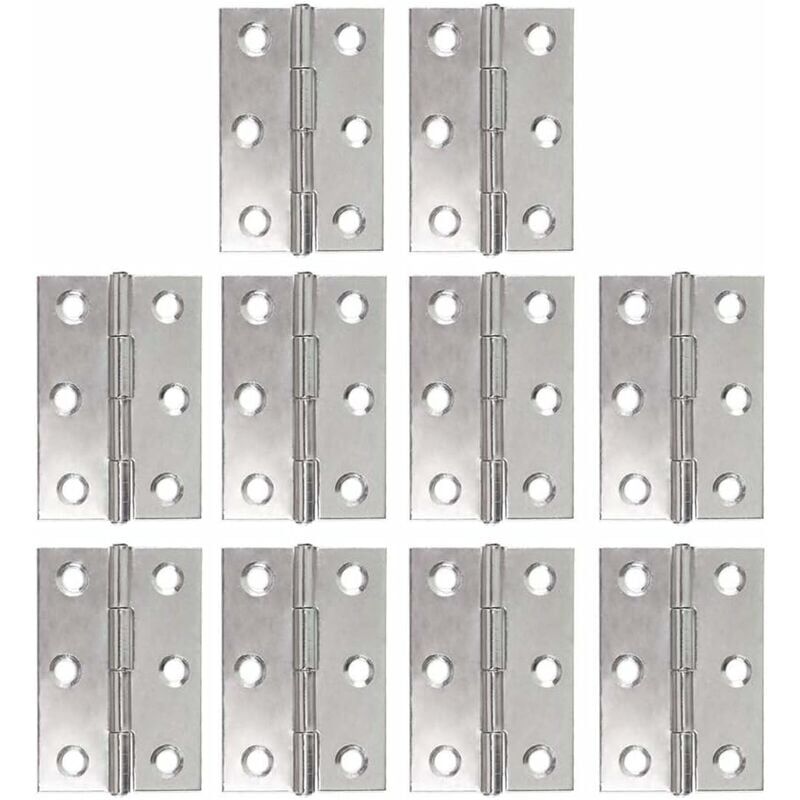 foto del prodotto confezione da 10 cerniere in acciaio inox cerniera per pianoforte cerniere pieghevoli cerniera per porte di mobili striscia cerniera da 48 mm con 6
