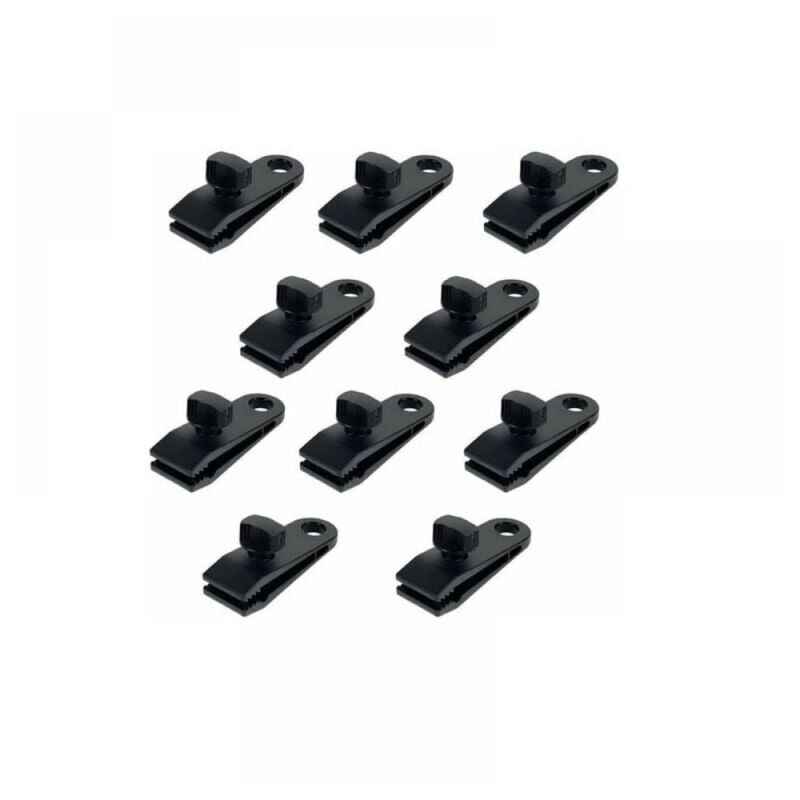 foto del prodotto confezione da 10 clip per tende in plastica, clip per teloni, clip per tende in nylon multifunzionali e sicure, clip per teloni per campeggio,
