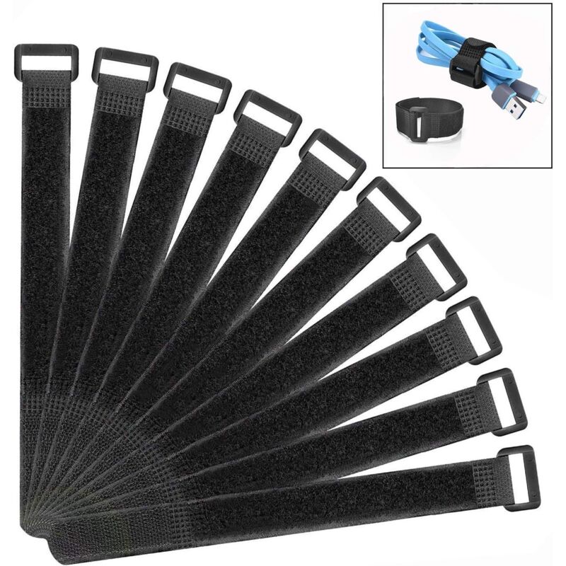 foto del prodotto confezione da 10 fascette in velcro, 2,5 30 cm, fascette riutilizzabili, fascette in nylon regolabili sollbry