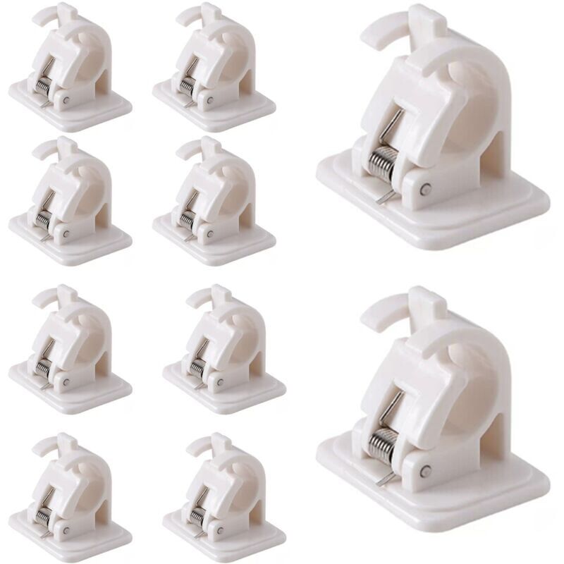 foto del prodotto confezione da 10 ganci autoadesivi per aste per tende, senza foratura, staffe per ganci per tende, supporto per asta di fissaggio, per asciugamani,