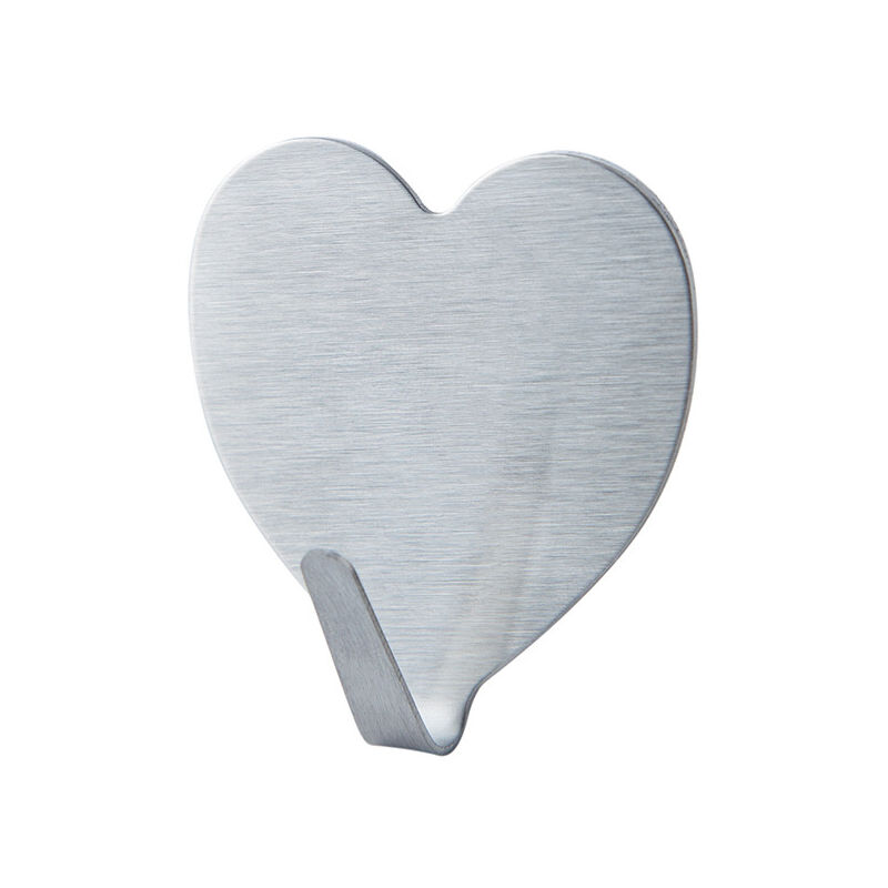 foto del prodotto confezione da 10 ganci decorativi da parete a forma di cuore, ganci da parete adesivi resistenti in acciaio inossidabile per casa, cucina, bagno,