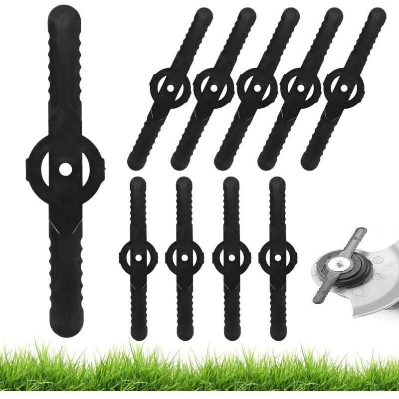 foto del prodotto confezione da 10 lame di ricambio in plastica da 14 cm per decespugliatori, lame in plastica per decespugliatori, accessori per decespugliatori, lame