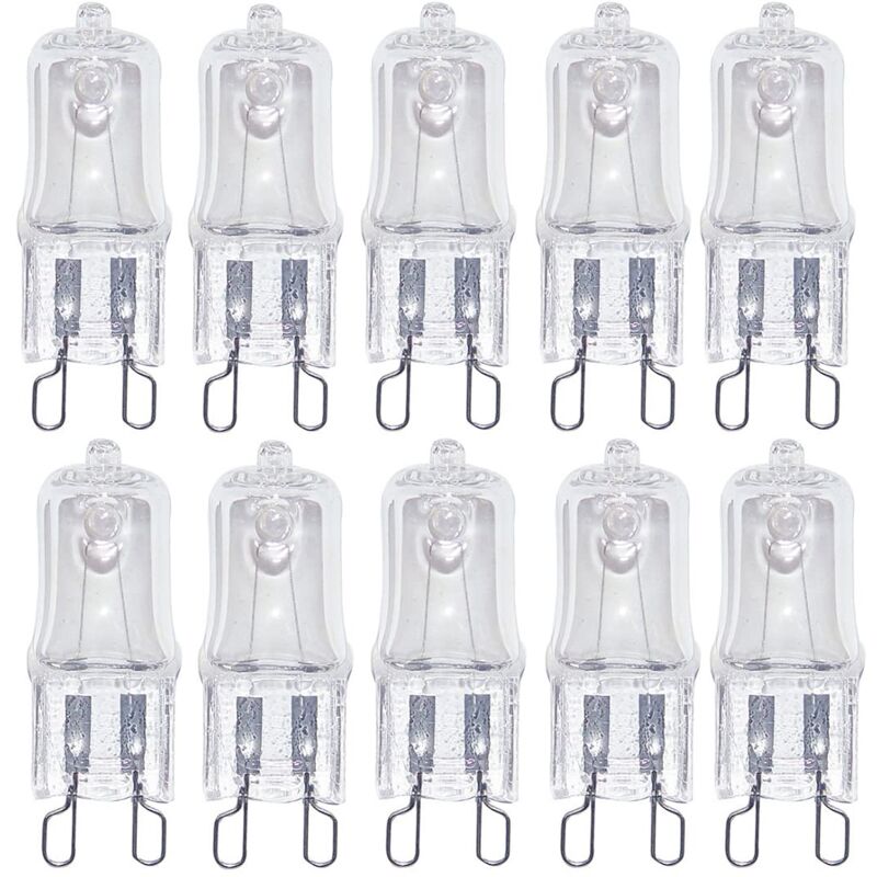foto del prodotto confezione da 10 lampade alogene trasparenti di ricambio g9 230 v 20 w per angolo di fascio, bianco caldo 2700 k