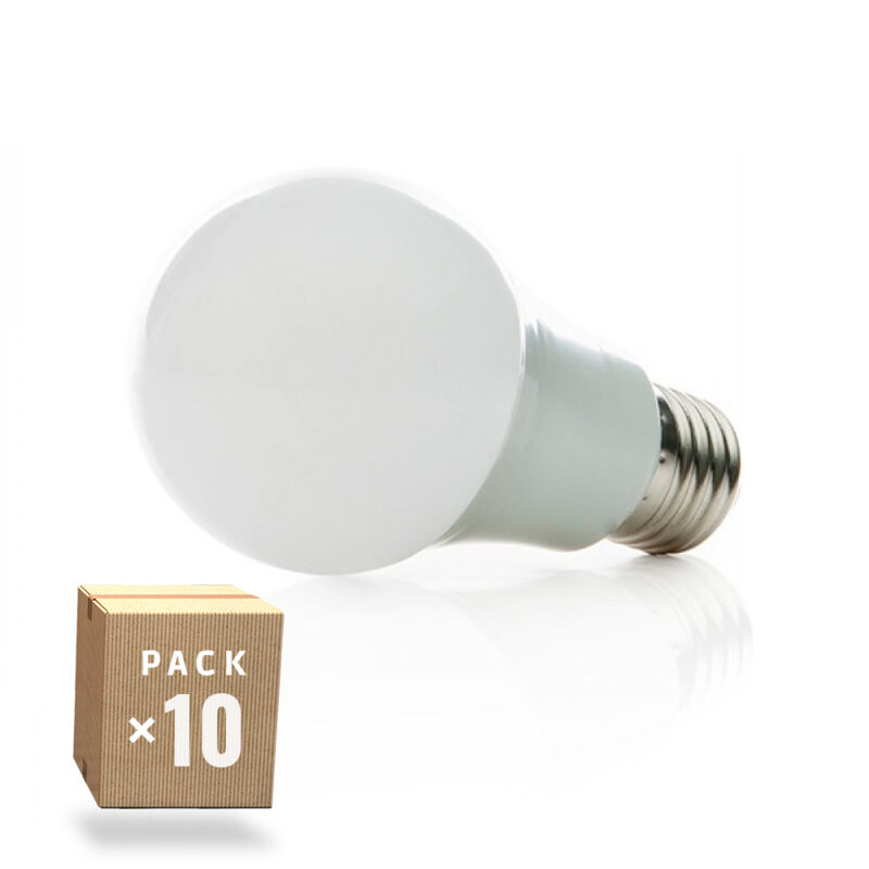 foto del prodotto confezione da 10 lampade led sferiche alluminio pc e27 7w 630lm 40.000h