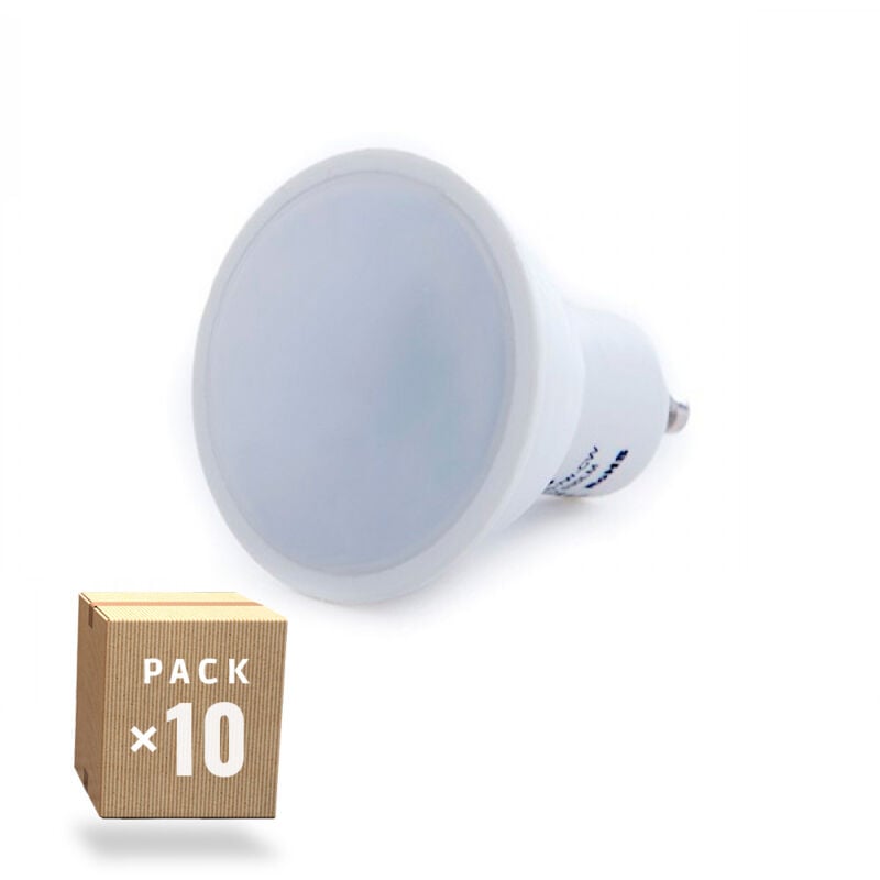 foto del prodotto confezione da 10 lampadine led gu10 7w 486lm 2700 k 10 40.000h sky gu10 7w ww pk10 ap 