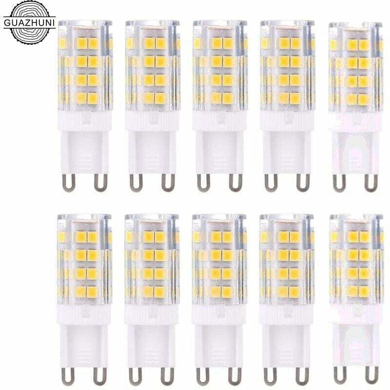 foto del prodotto confezione da 10 lampadine led rtgpt da 5w g9, bianco caldo 3000k , che forniscono 420 lumen. equivalenti a una lampadina alogena g9 da 40w. non