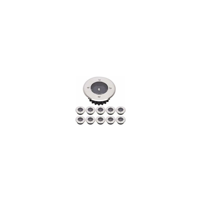 foto del prodotto confezione da 10 luci solari da terra a led impermeabili ip65 bianco freddo 