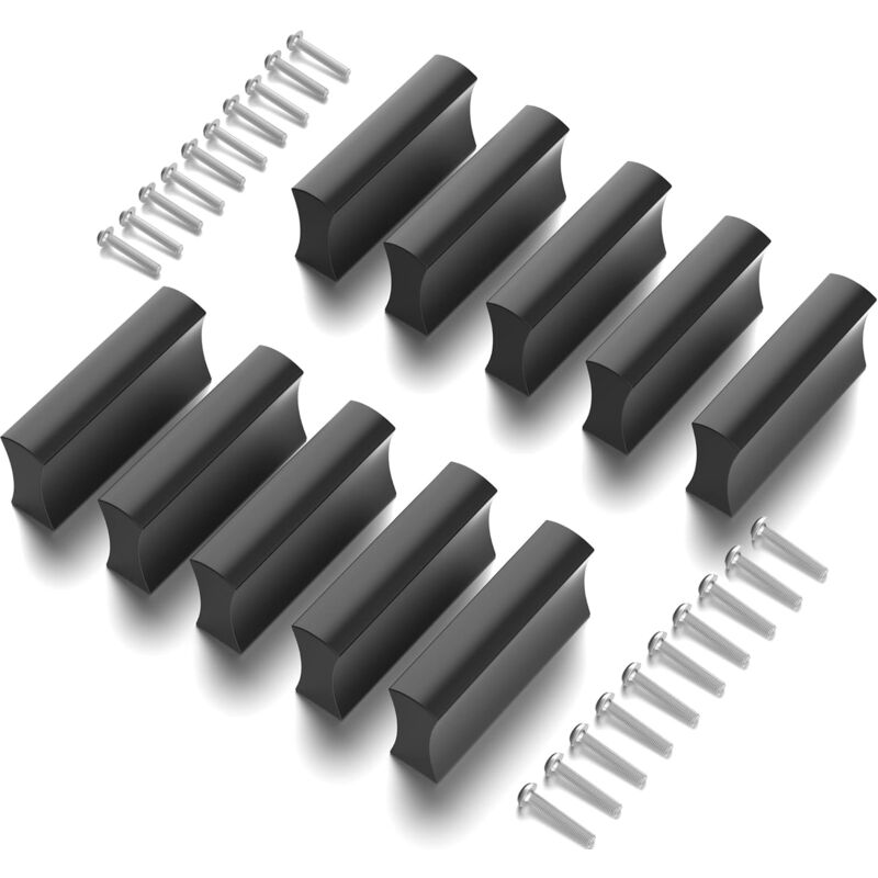foto del prodotto confezione da 10 maniglie per mobili nere da 32 mm, maniglie per mobili da cucina, maniglie per cassetti, maniglie per porte nere per cassetti, armadi e mobili (nero opaco) - ymyny