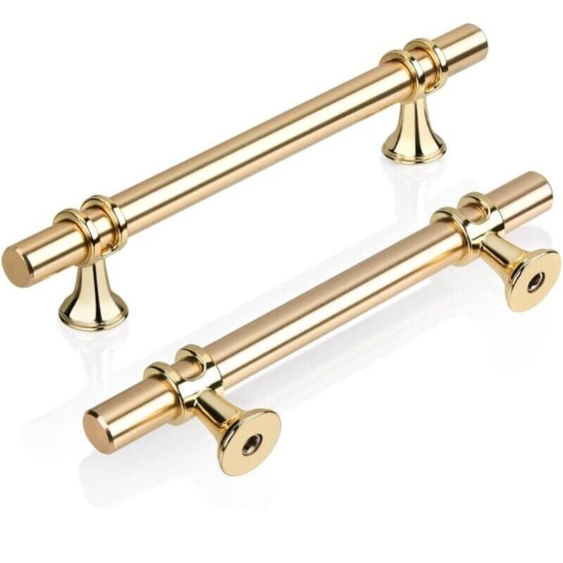 foto del prodotto confezione da 10 maniglie per porte, mobili e cassetti in lega di zinco per cucina, bagno e camera da letto 128 mm, oro 
